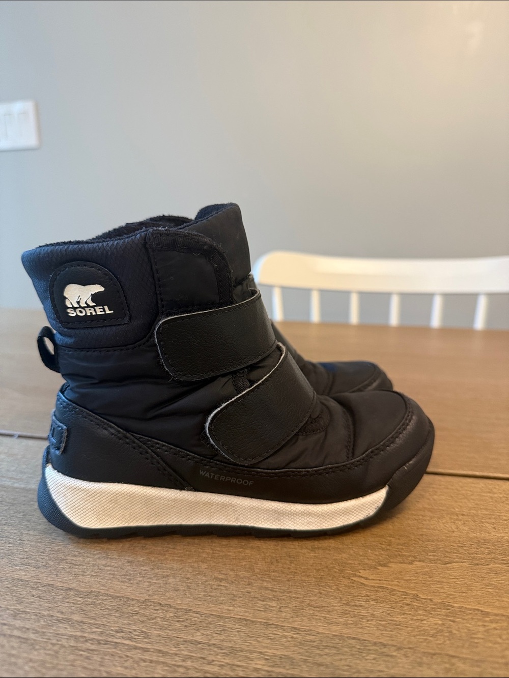 Sorel Kids Black Waterproof Velcro Winter Boots